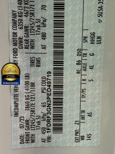 2023 Ford Super Duty F-350 DRW XL 2WD Reg Cab 145" WB 60" CA