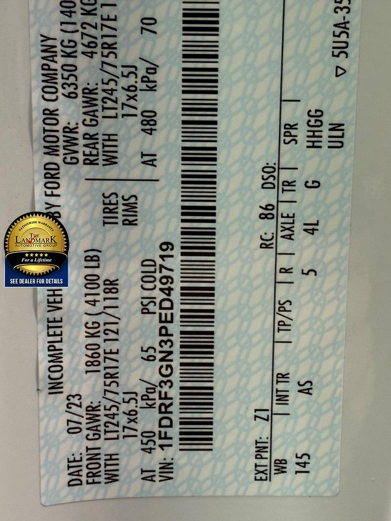 2023 Ford Super Duty F-350 DRW XL 2WD Reg Cab 145" WB 60" CA