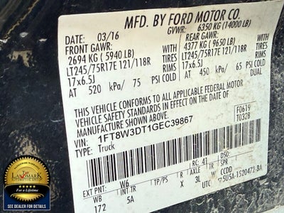 2016 Ford Super Duty F-350 DRW 4WD Crew Cab 172" Lariat