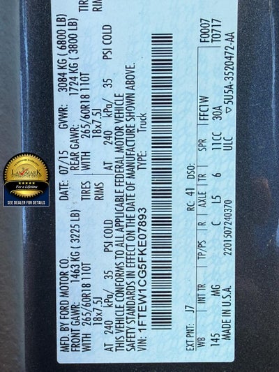 2015 Ford F-150 2WD SuperCrew 145" XLT