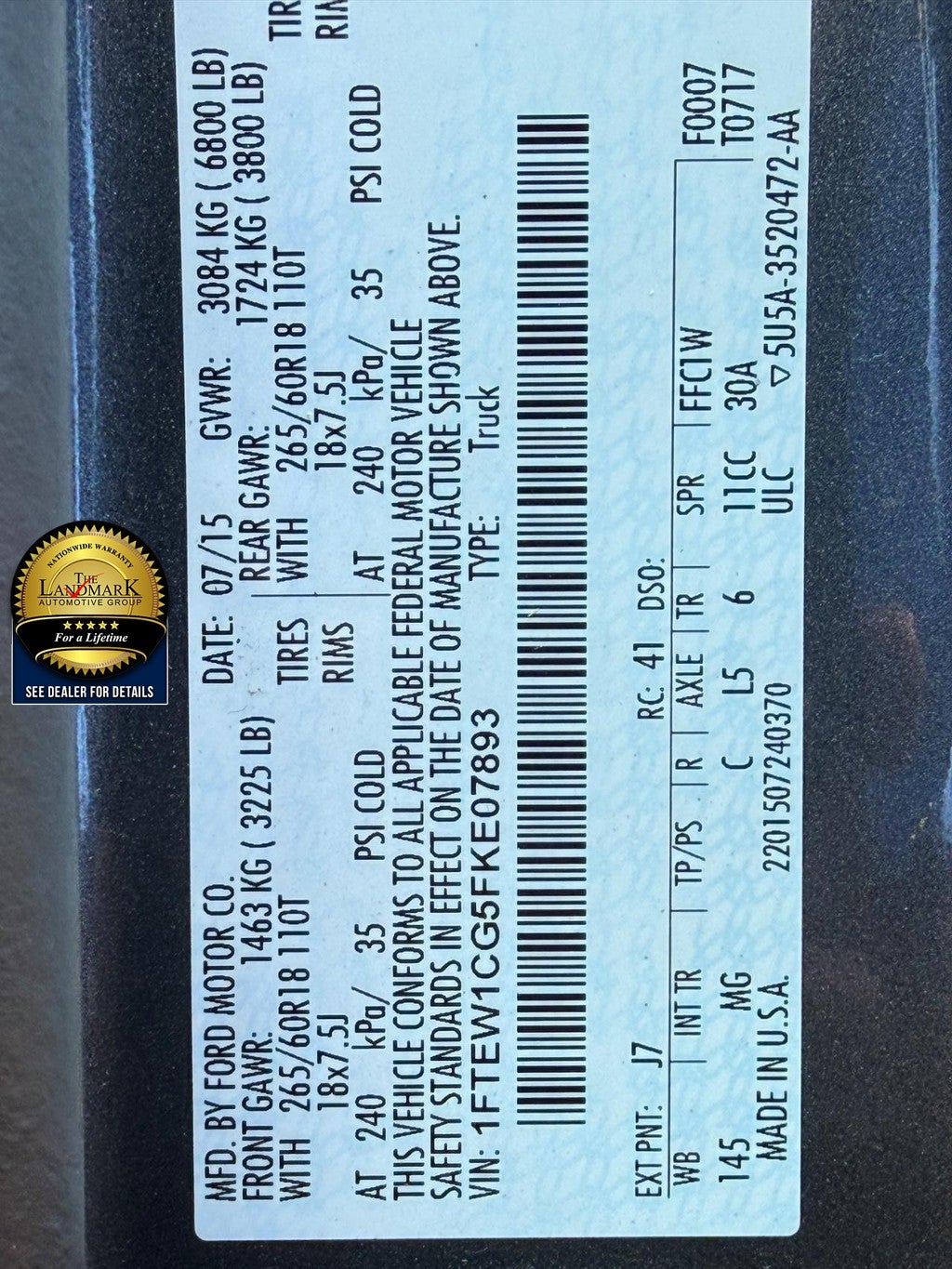 2015 Ford F-150 2WD SuperCrew 145" XLT