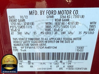 2013 Ford F-150 4WD SuperCrew 145" Lariat