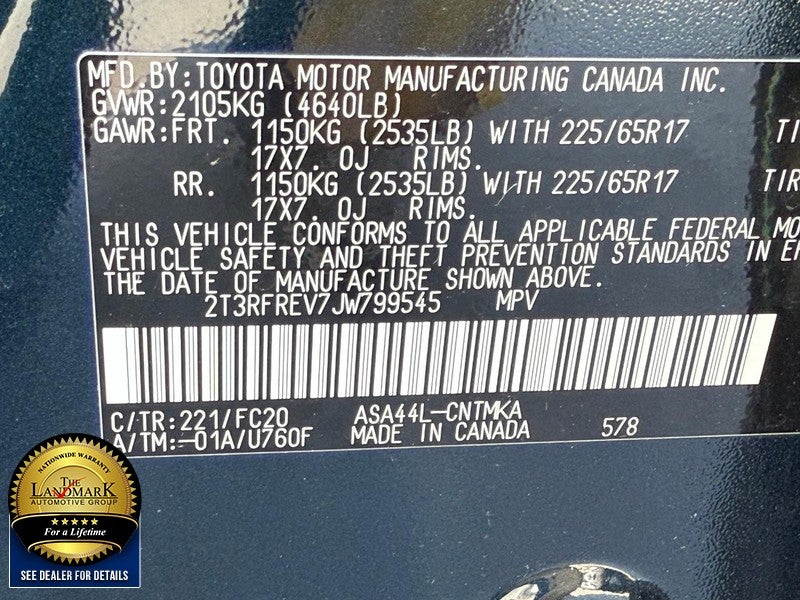 2018 Toyota RAV4 XLE AWD (Natl)