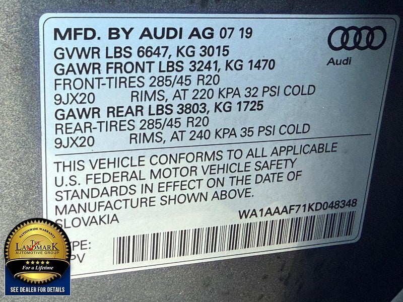 2019 Audi Q7 Premium 55 TFSI quattro